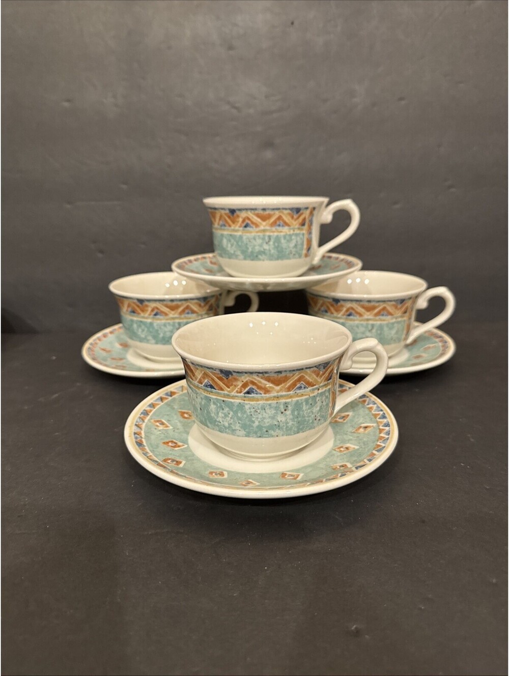 Set of 4 Churchill Ports of Call Jeff Banks Kabul Cups And Saucer Set